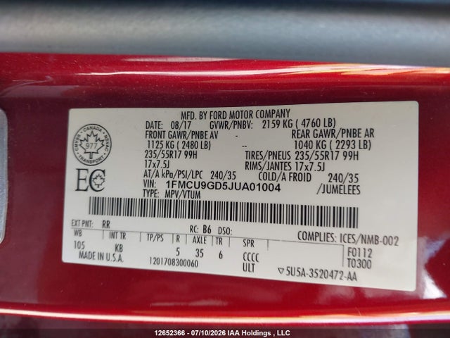 Ford ESCAPE SE 2018 1FMCU9GD5JUA01004 Image 18