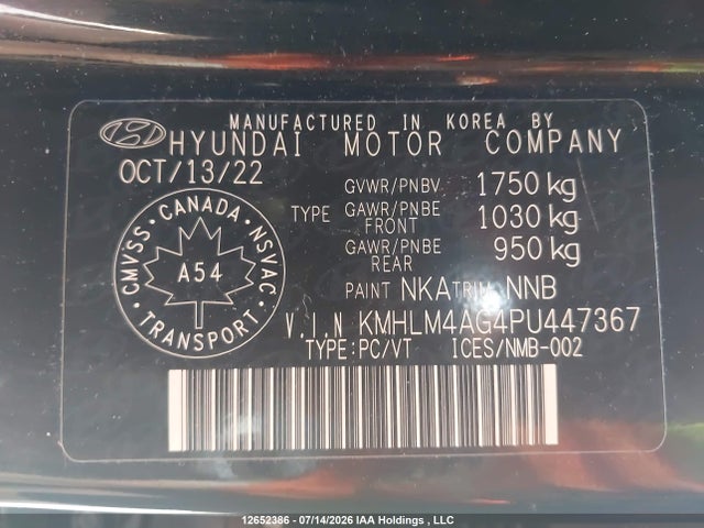 12652386 :رقم المزاد ، KMHLM4AG4PU447367 vin ، 2023 Hyundai Elantra Preferred Ivt With Tech Package مزاد بيع