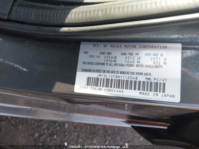 12652391 :رقم المزاد ، JM1GL1V58H1112048 vin ، 2017 Mazda Mazda6 Gs مزاد بيع