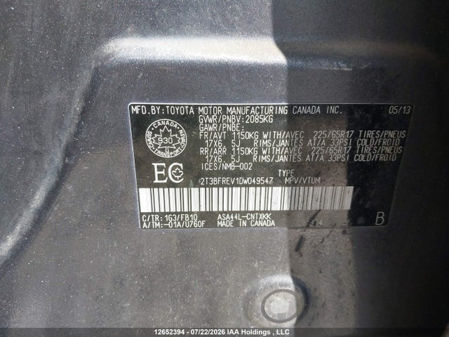 Продаж на аукціоні авто 2013 Toyota Rav4 Le, vin: 2T3BFREV1DW049547, номер лоту: 12652394