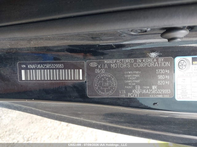 12652399 :رقم المزاد ، KNAFU6A25B5329183 vin ، 2011 Kia Forte Koup مزاد بيع