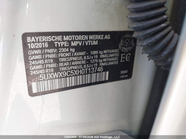 Aukcja sprzedaży 2017 Bmw X3 Xdrive28i, vin: 5UXWX9C5XH0T13746, numer aukcji: 12652404