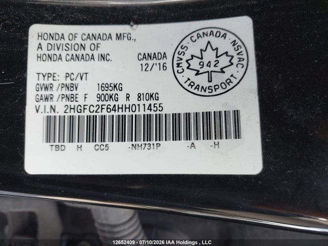 Honda Civic Lx 2017 2HGFC2F64HH011455 Image 18