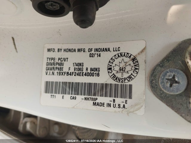 19XFB4F24EE400016 Honda Civic