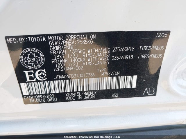 JTMADAFB3TJ017736 Toyota Bz Xle Awd
