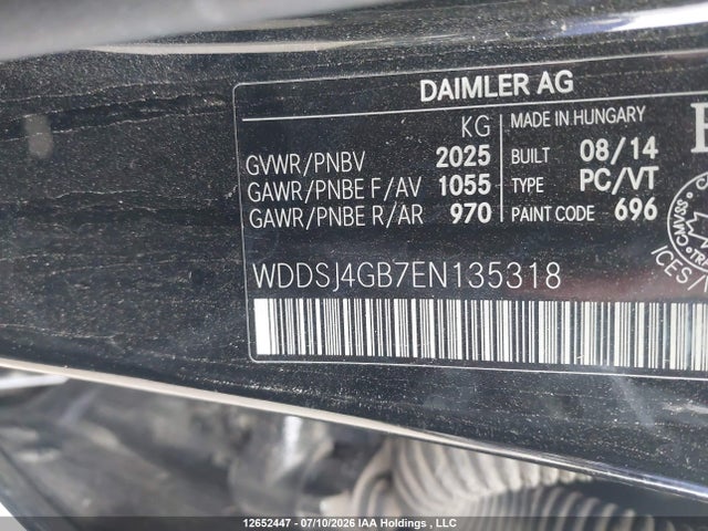 12652447 :رقم المزاد ، WDDSJ4GB7EN135318 vin ، 2014 Mercedes-benz Cla 250 4matic مزاد بيع