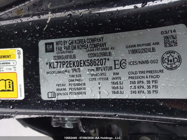 KL77P2EK0EK586207 Chevrolet Orlando 1lt/2lt
