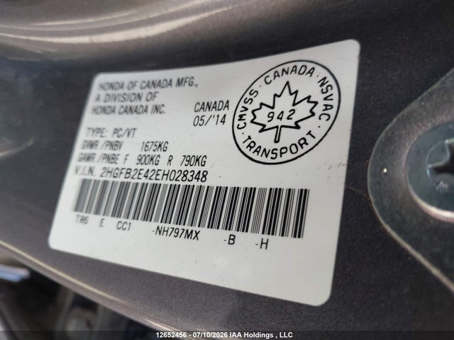Honda Civic Lx 2014 2HGFB2E42EH028348 Image 18