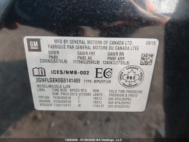Chevrolet Equinox Ltz 2016 2GNFLGEK6G6141488 Image 9