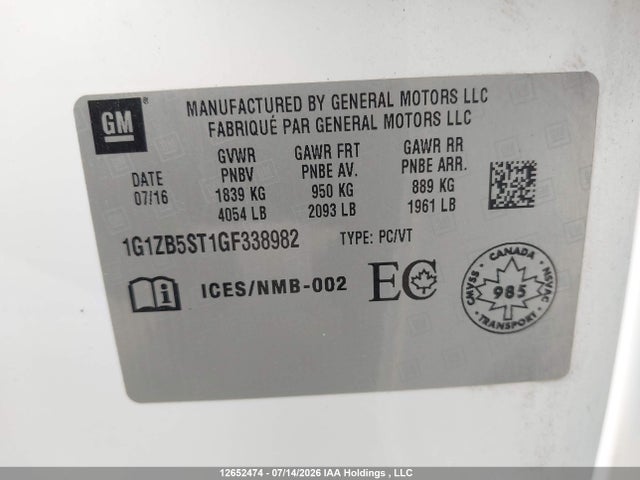 1G1ZB5ST1GF338982 Chevrolet MALIBU LS