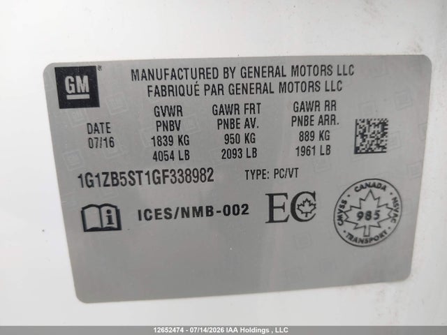 1G1ZB5ST1GF338982 Chevrolet MALIBU LS