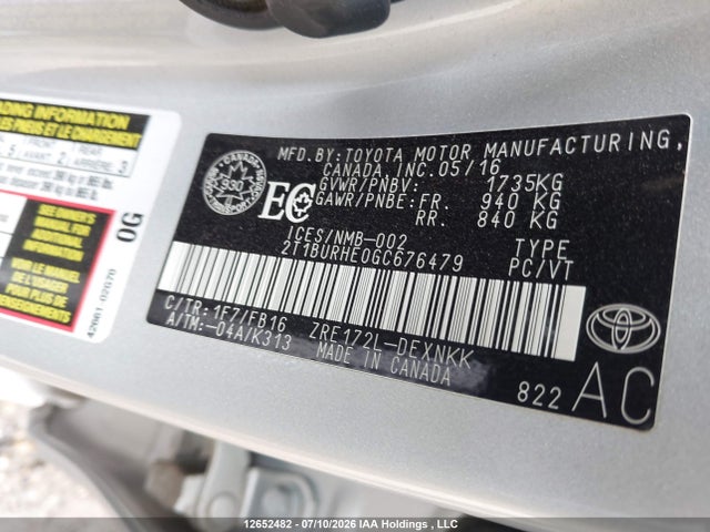 Toyota COROLLA LE 2016 2T1BURHE0GC676479 Image 18