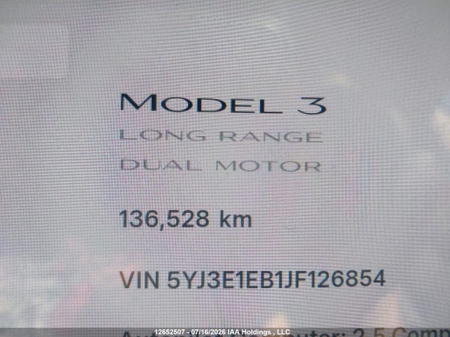 Aukcja sprzedaży 2018 Tesla Model 3 Long Range/performance, vin: 5YJ3E1EB1JF126854, numer aukcji: 12652507