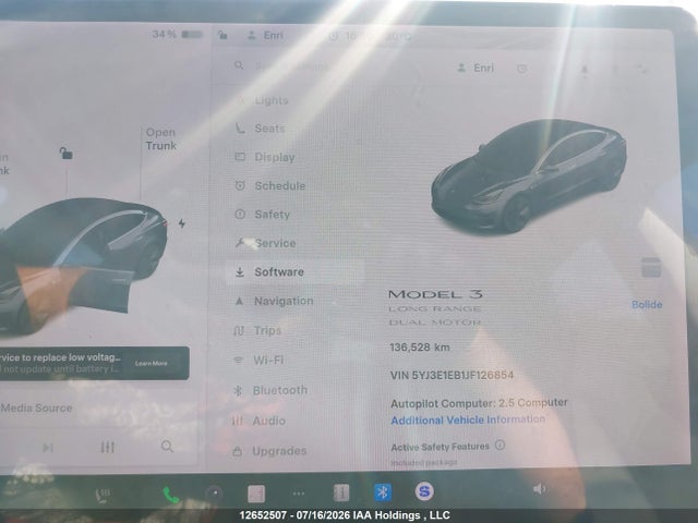 Aukcja sprzedaży 2018 Tesla Model 3 Long Range/performance, vin: 5YJ3E1EB1JF126854, numer aukcji: 12652507