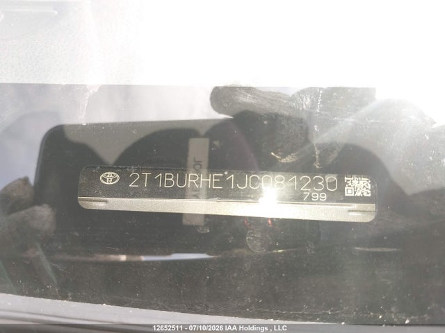 Продаж на аукціоні авто 2018 Toyota Corolla Le, vin: 2T1BURHE1JC081230, номер лоту: 12652511