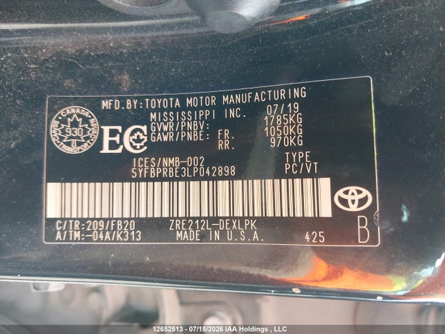 Toyota Corolla 2020 5YFBPRBE3LP042898 Image 19