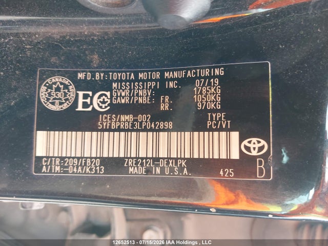 Toyota Corolla 2020 5YFBPRBE3LP042898 Image 9