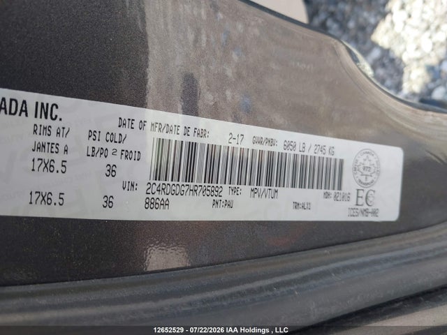 Dodge Grand Caravan Crew 2017 2C4RDGDG7HR705892 Image 9
