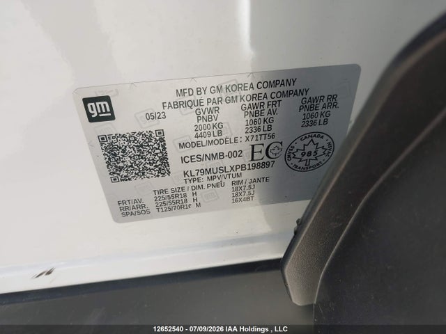 12652540 :رقم المزاد ، KL79MUSLXPB198897 vin ، 2023 Chevrolet Trailblazer Rs مزاد بيع