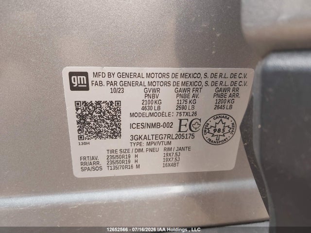12652566 :رقم المزاد ، 3GKALTEG7RL205175 vin ، 2024 Gmc Terrain Sle مزاد بيع