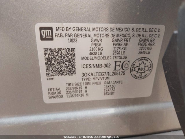 12652566 :رقم المزاد ، 3GKALTEG7RL205175 vin ، 2024 Gmc Terrain Sle مزاد بيع