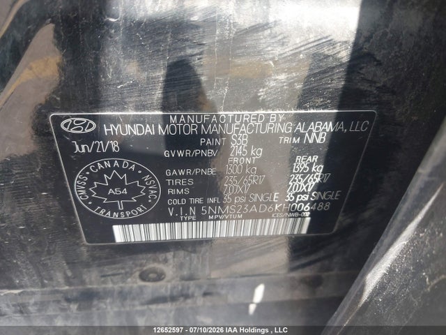 Продажа на аукционе авто 2019 Hyundai Santa Fe Essential, vin: 5NMS23AD6KH006488, номер лота: 12652597