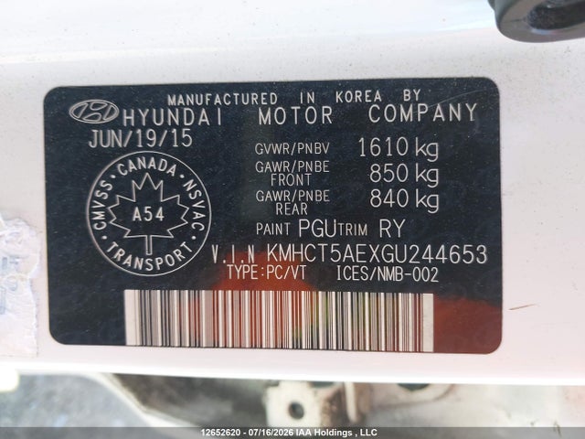 Hyundai ACCENT GL 2016 KMHCT5AEXGU244653 Image 9