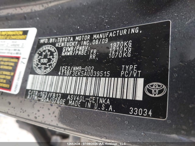 Продажа на аукционе авто 2010 Toyota Camry, vin: 4T1BF3EK5AU039515, номер лота: 12652634