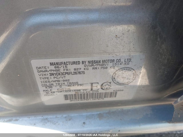 3N1CK3CP6FL267675 Nissan Micra S/sr/sv