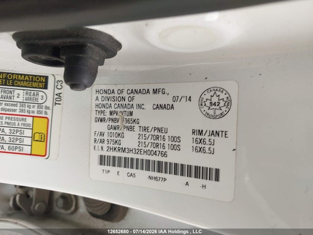 Honda CR-V LX 2014 2HKRM3H32EH004766 Image 9