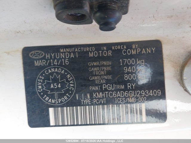 Aukcja sprzedaży 2016 Hyundai Veloster, vin: KMHTC6AD6GU293409, numer aukcji: 12652694