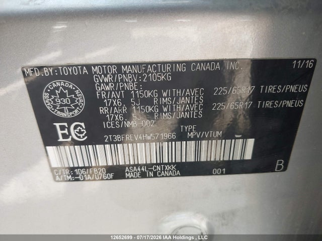 Toyota RAV4 LE 2017 2T3BFREV4HW571966 Image 9