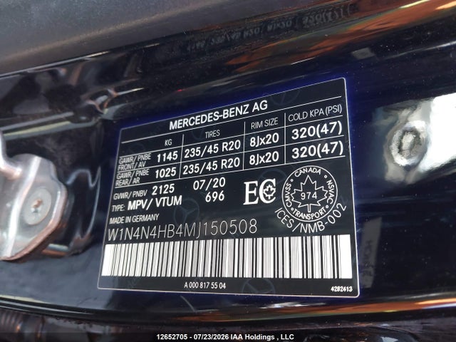 2021 Mercedes-benz Gla 250 4matic მანქანა იყიდება აუქციონზე, vin: W1N4N4HB4MJ150508, აუქციონის ნომერი: 12652705