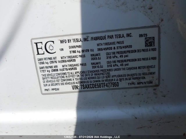 Tesla MODEL X 2026 7SAXCDE58TF477950 Image 9