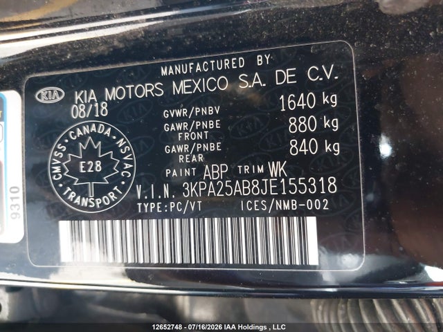 KIA Rio Lx/lx+ 2018 3KPA25AB8JE155318 Image 9