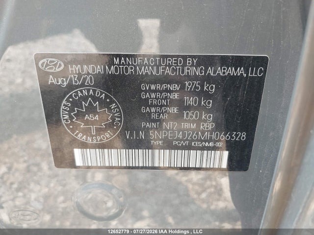 Продаж на аукціоні авто 2021 Hyundai Sonata Sel Plus, vin: 5NPEJ4J26MH066328, номер лоту: 12652779