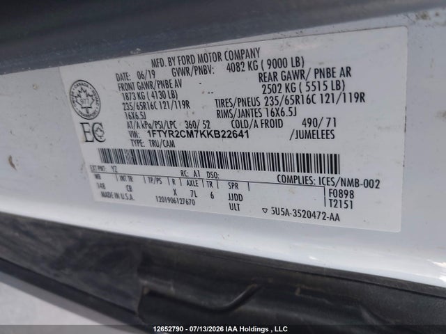 Ford Transit-250 2019 1FTYR2CM7KKB22641 Image 9