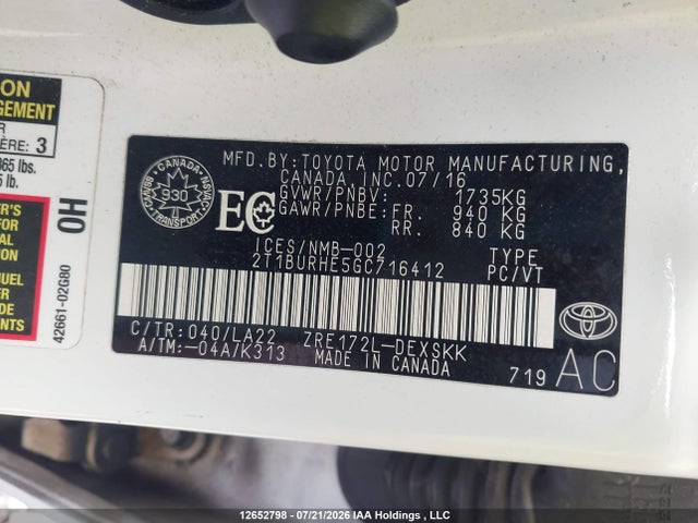 Toyota Corolla S 2016 2T1BURHE5GC716412 Image 9