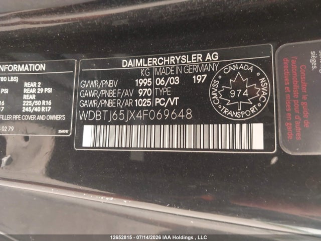 2004 Mercedes-benz Clk 320c მანქანა იყიდება აუქციონზე, vin: WDBTJ65JX4F069648, აუქციონის ნომერი: 12652815