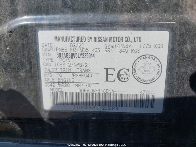 Nissan SENTRA S 2020 3N1AB8BV5LY235044 Image 9