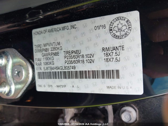 Acura Rdx Technology 2016 5J8TB4H54GL805749 Image 9