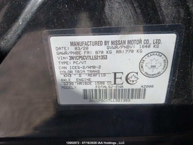 Nissan KICKS SV 2020 3N1CP5CV7LL521353 Image 9
