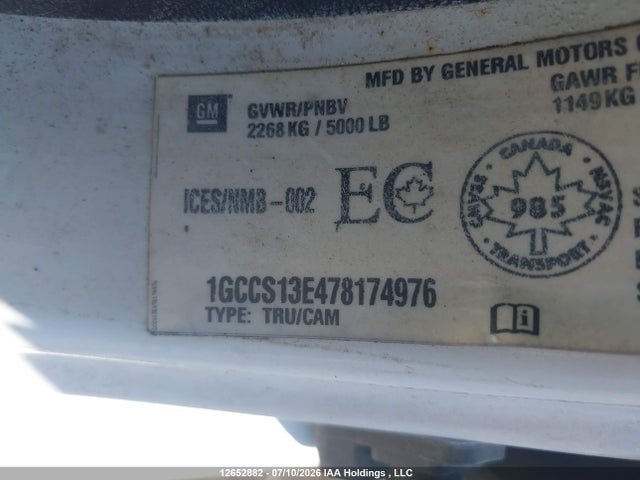 2007 Chevrolet Colorado მანქანა იყიდება აუქციონზე, vin: 1GCCS13E478174976, აუქციონის ნომერი: 12652882