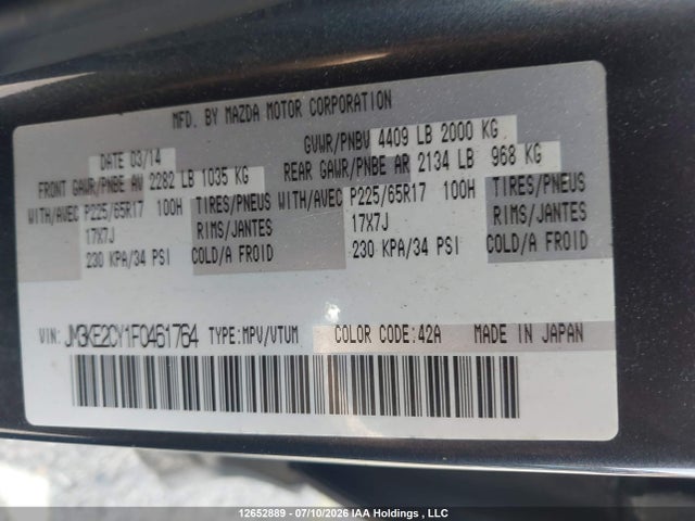 Mazda Cx-5 Touring 2015 JM3KE2CY1F0461764 Image 9