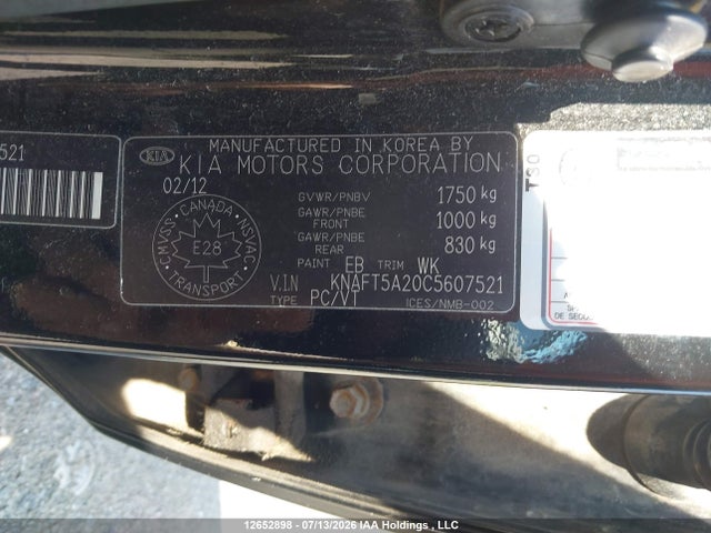 12652898 :رقم المزاد ، KNAFT5A20C5607521 vin ، 2012 Kia Forte5 2.0l Lx مزاد بيع