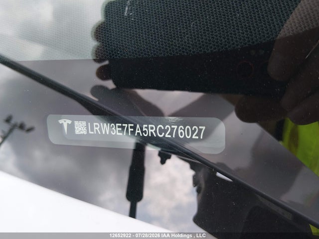 2024 Tesla Model 3 მანქანა იყიდება აუქციონზე, vin: LRW3E7FA5RC276027, აუქციონის ნომერი: 12652922