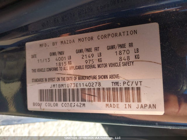Mazda Mazda3 Gx-sky 2014 JM1BM1U73E1140278 Image 18