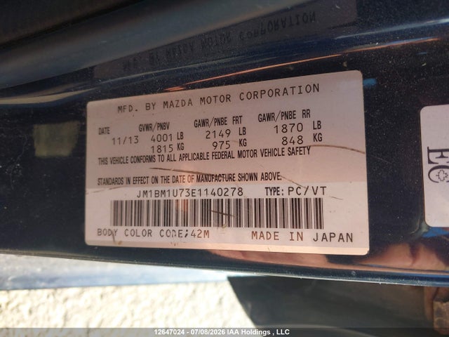 Mazda Mazda3 Gx-sky 2014 JM1BM1U73E1140278 Image 9