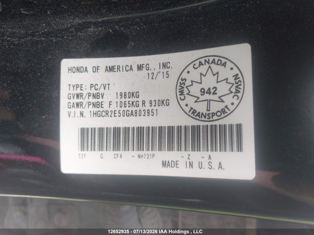 Aukcja sprzedaży 2016 Honda Accord Sport, vin: 1HGCR2E50GA803951, numer aukcji: 12652935