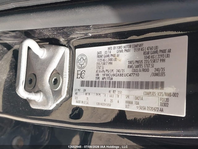 Ford ESCAPE SE 2014 1FMCU9GX8EUC47710 Image 9